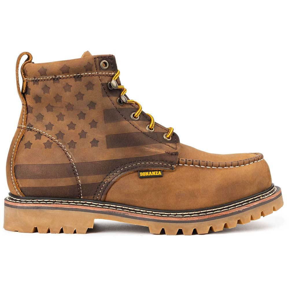Bonanza Heritage 6” Flag Brown Moc Toe Work Boots