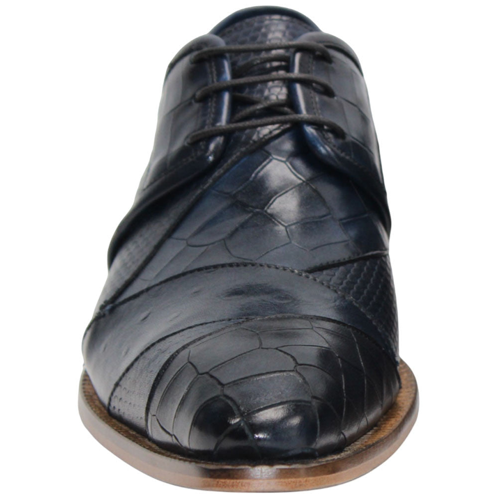 Imperio Ocean Blue Calf-Skin Leather Print Oxfords | Duca Dress Shoes for Men