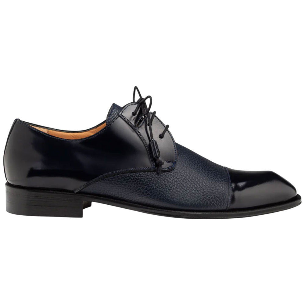 Capello Hi-Shine/Calf Blue Cap Toe Derby | Mezlan Dress Shoes for Men