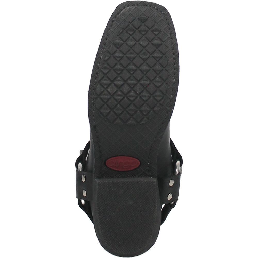 Dingo Molly Black Leather Snoot Toe Western Fashion Harness Boot(US Women Size)