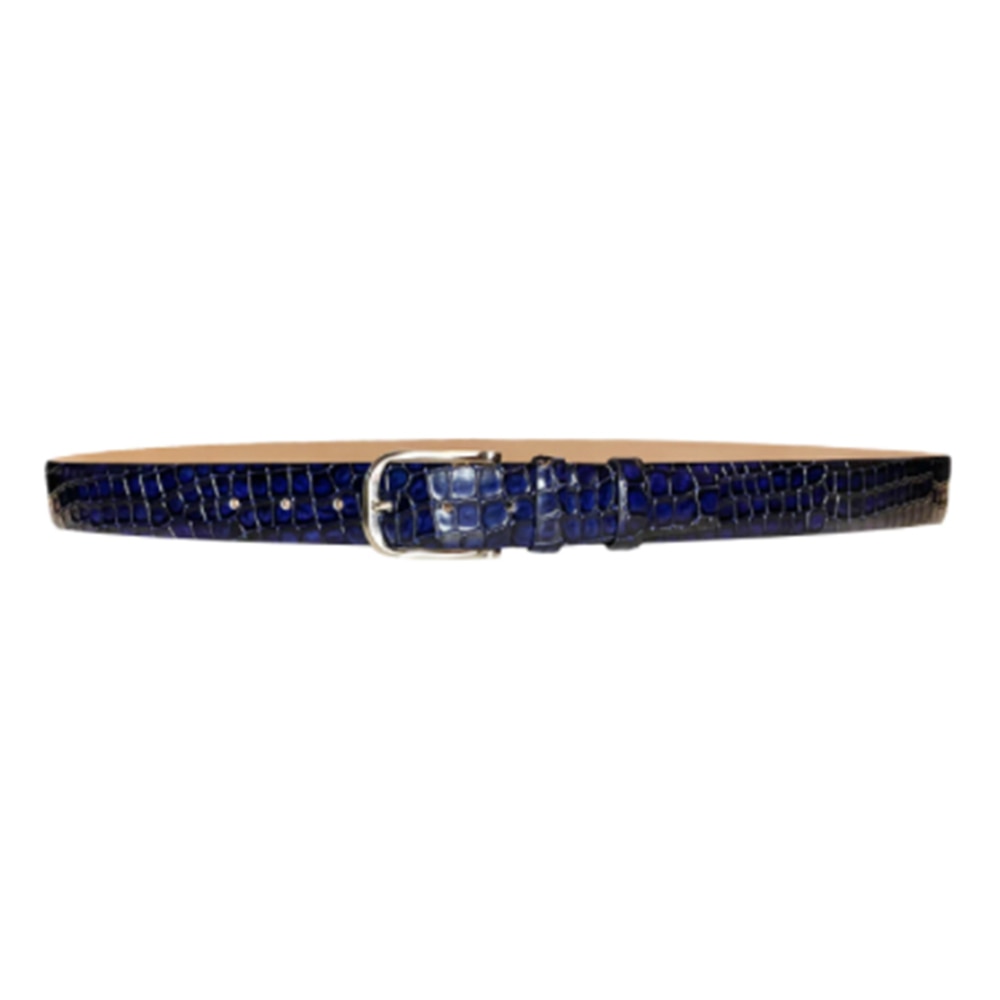 Corrente Navy Croco Print Matching Dress Leather Mens Belt
