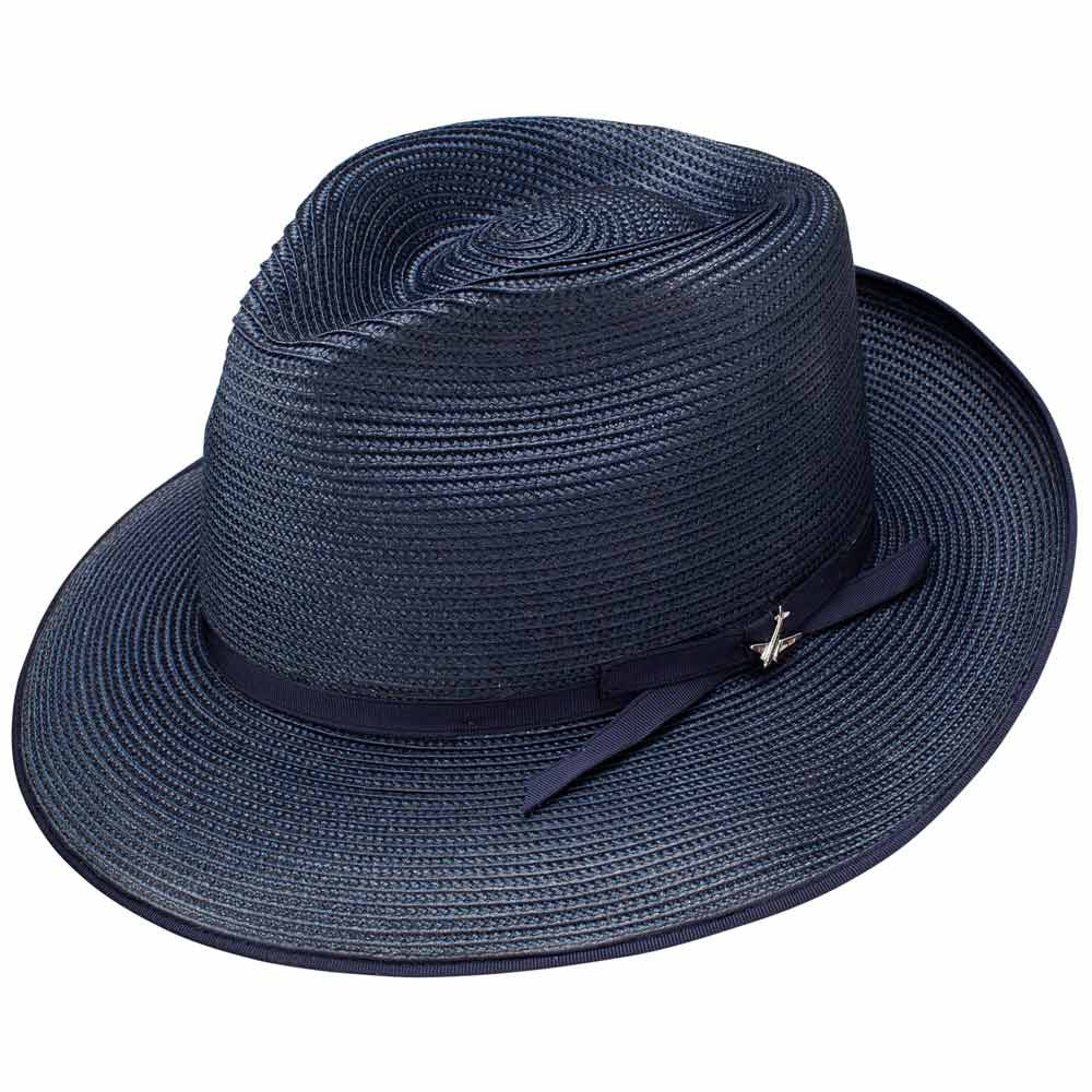 Stetson Stratoliner Navy Florentine Milan Firm Finish Straw Hat