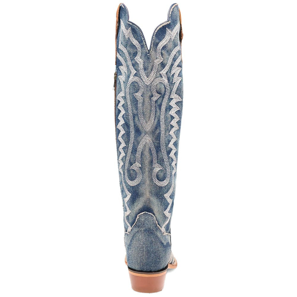 Dan Post Darlin Denim Leather SnipToe Western Cowgirl Zipper Boot(US Women Size)