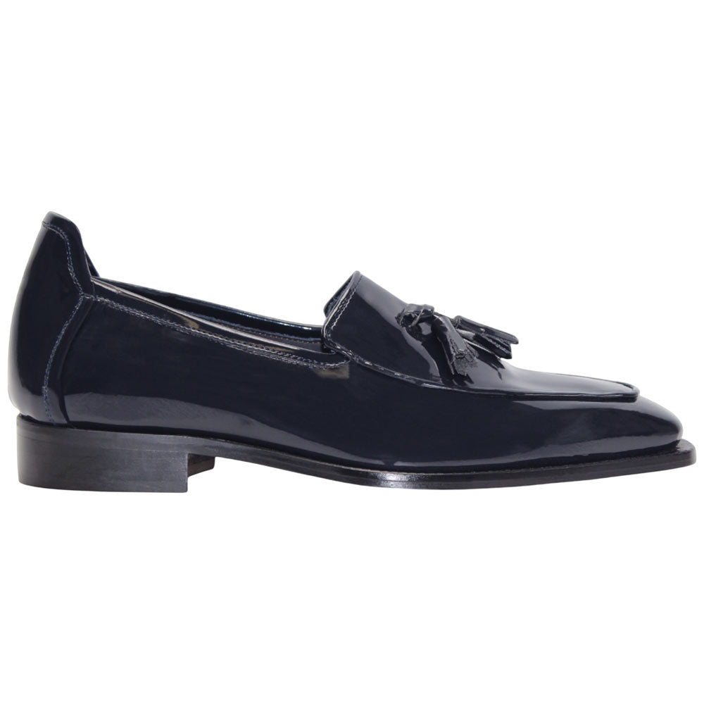 Duca Fano Navy Genuine Italian Patent Leather Tassel Loafer Shoes