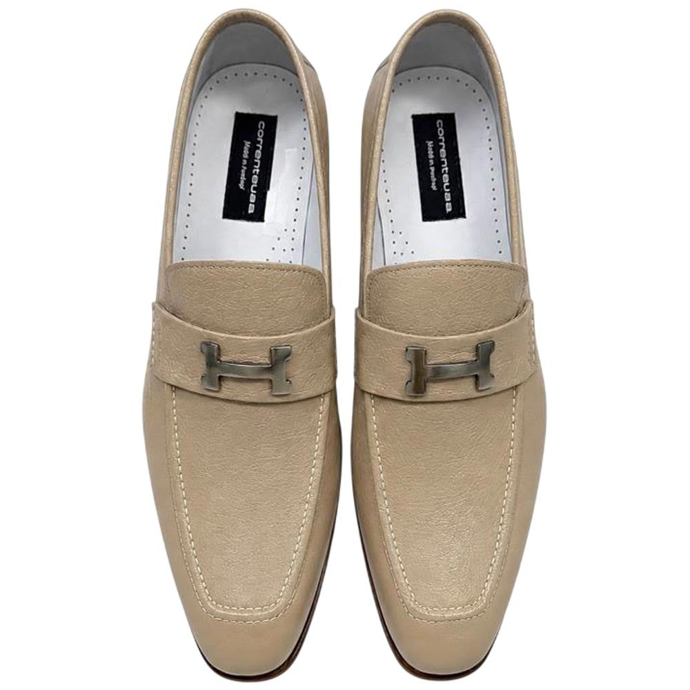 Corrente Men's Vita Calf Skin H-Buckle Loafer - Beige