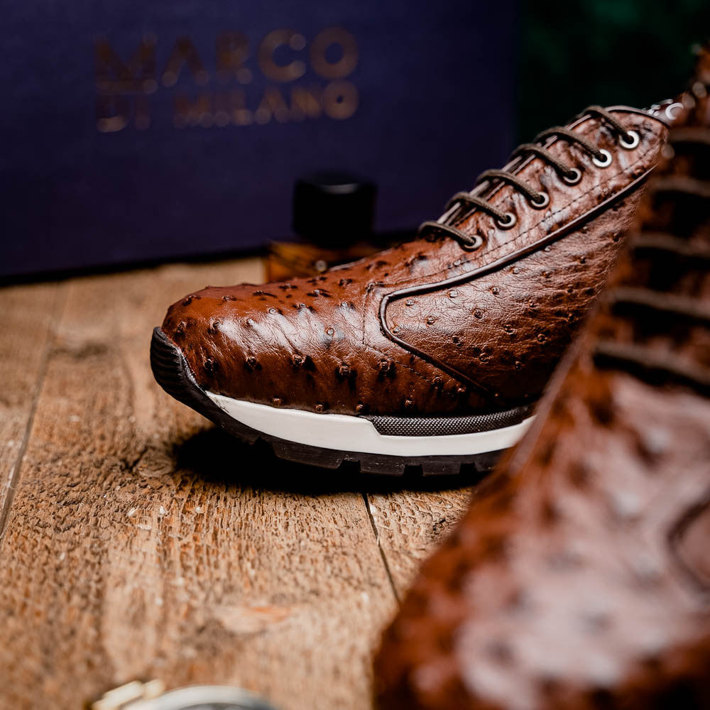 Marco Di Milano SCANNO Ostrich Brown Classic Fashion Sneakers