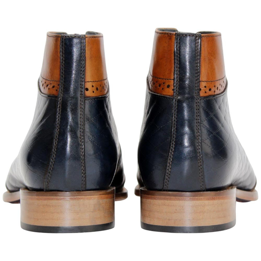 Lauro Navy/Cognac Calfskin Leather Boot | Duca Dress Boots for Men