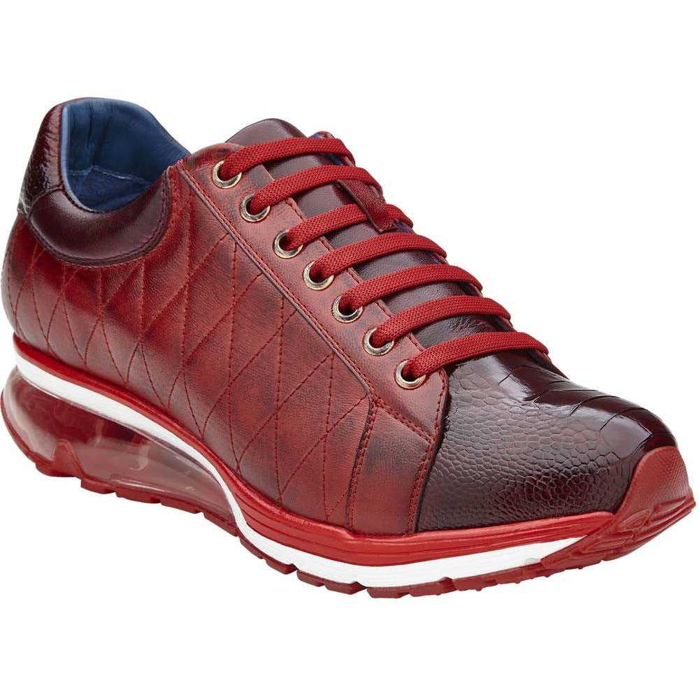 Belvedere Sacco Men's Exotic Ostrich & Quilted Calf-Skin Leather Sneakers