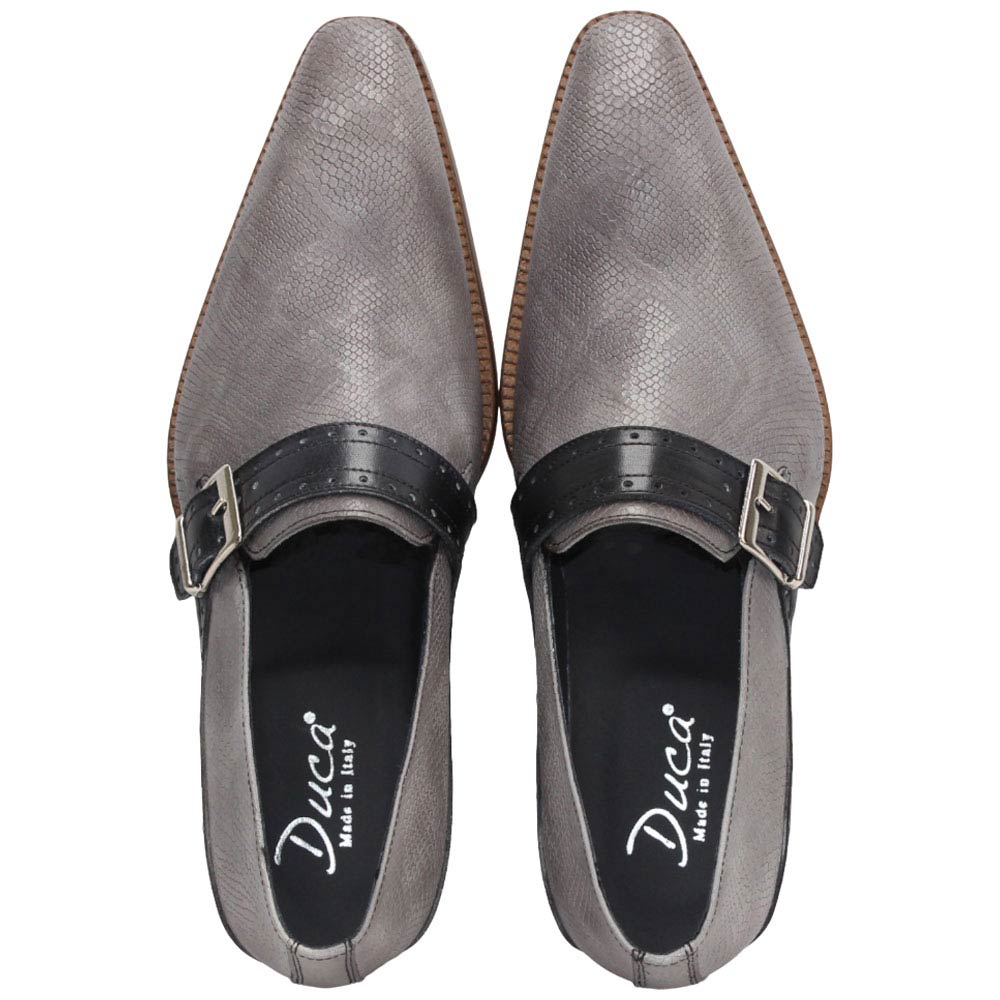 Duca Sezze Men's Light Grey/Dark Grey Snake Print/Calf-Skin Leather Loafers