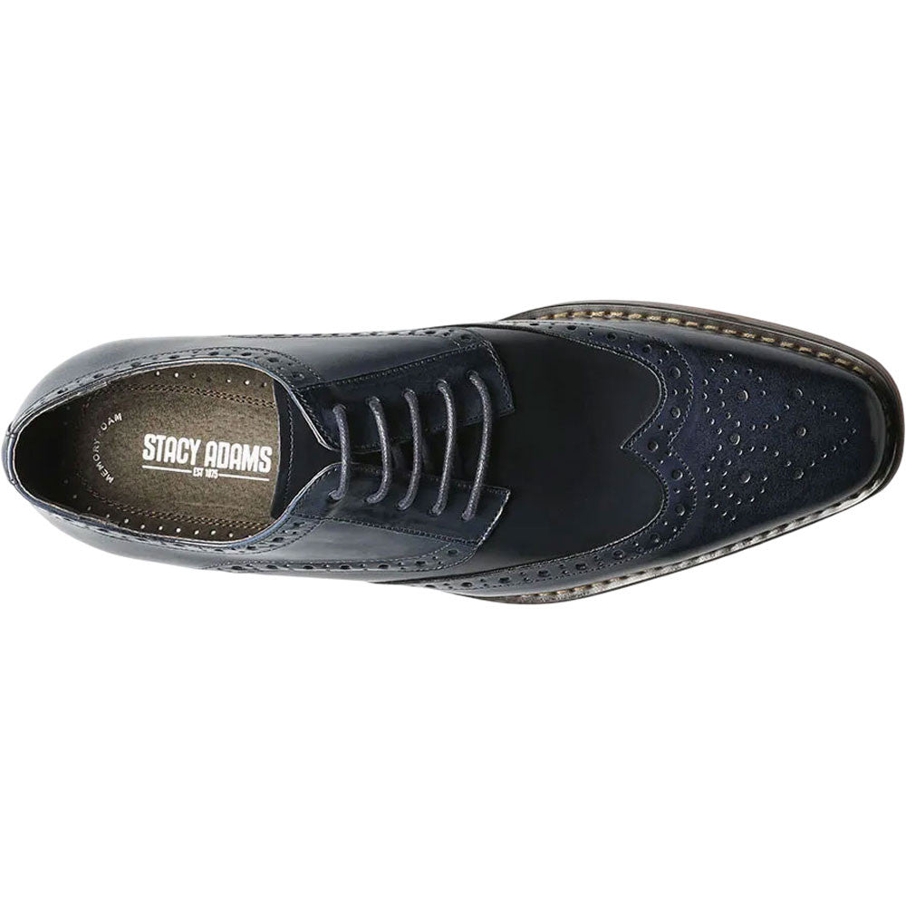 Stacy Adams Tinsley Cobalt & Navy Leather Wingtip Oxfords