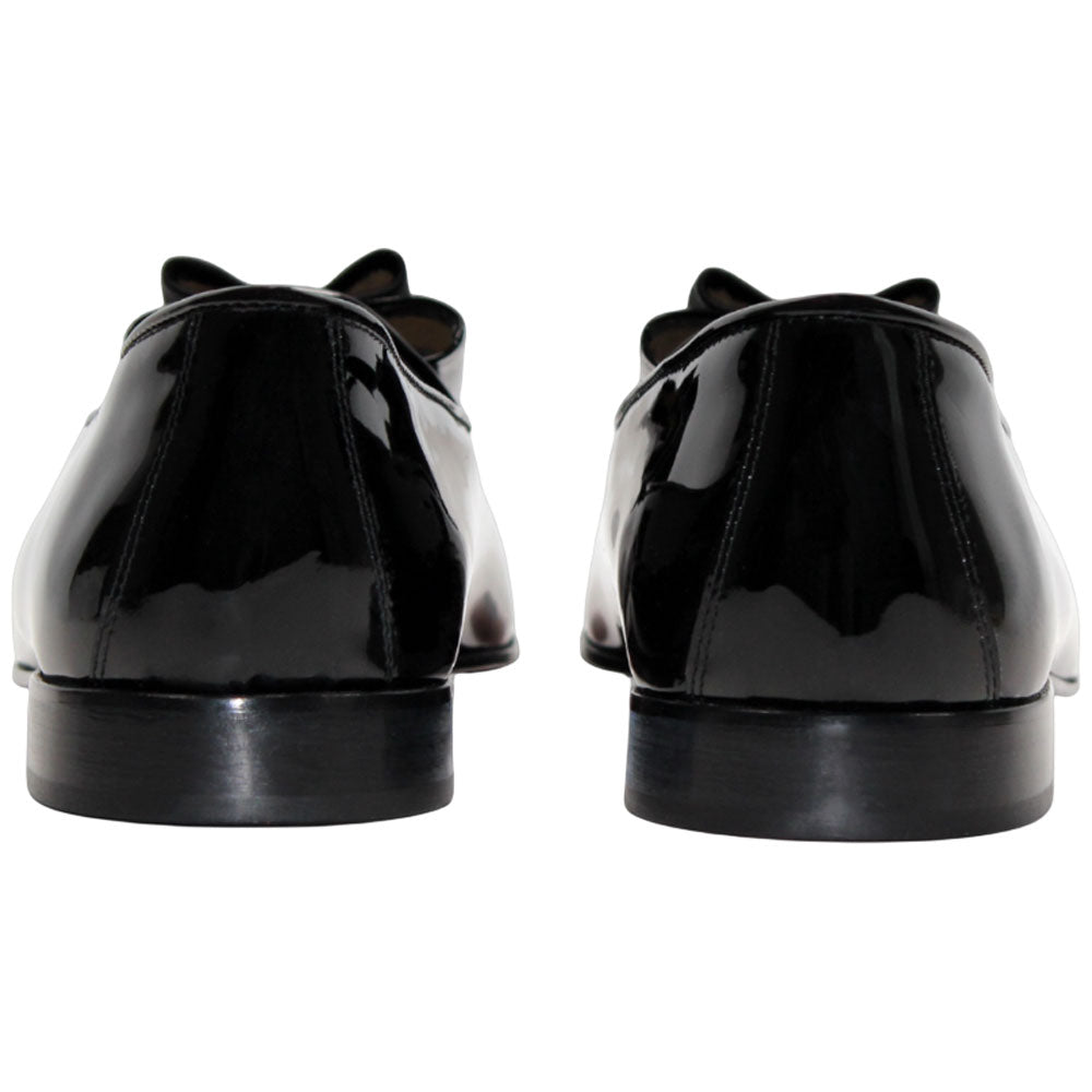 Duca Amalfi Black Patent Leather & Velvet With Silk Bow Dress Shoes