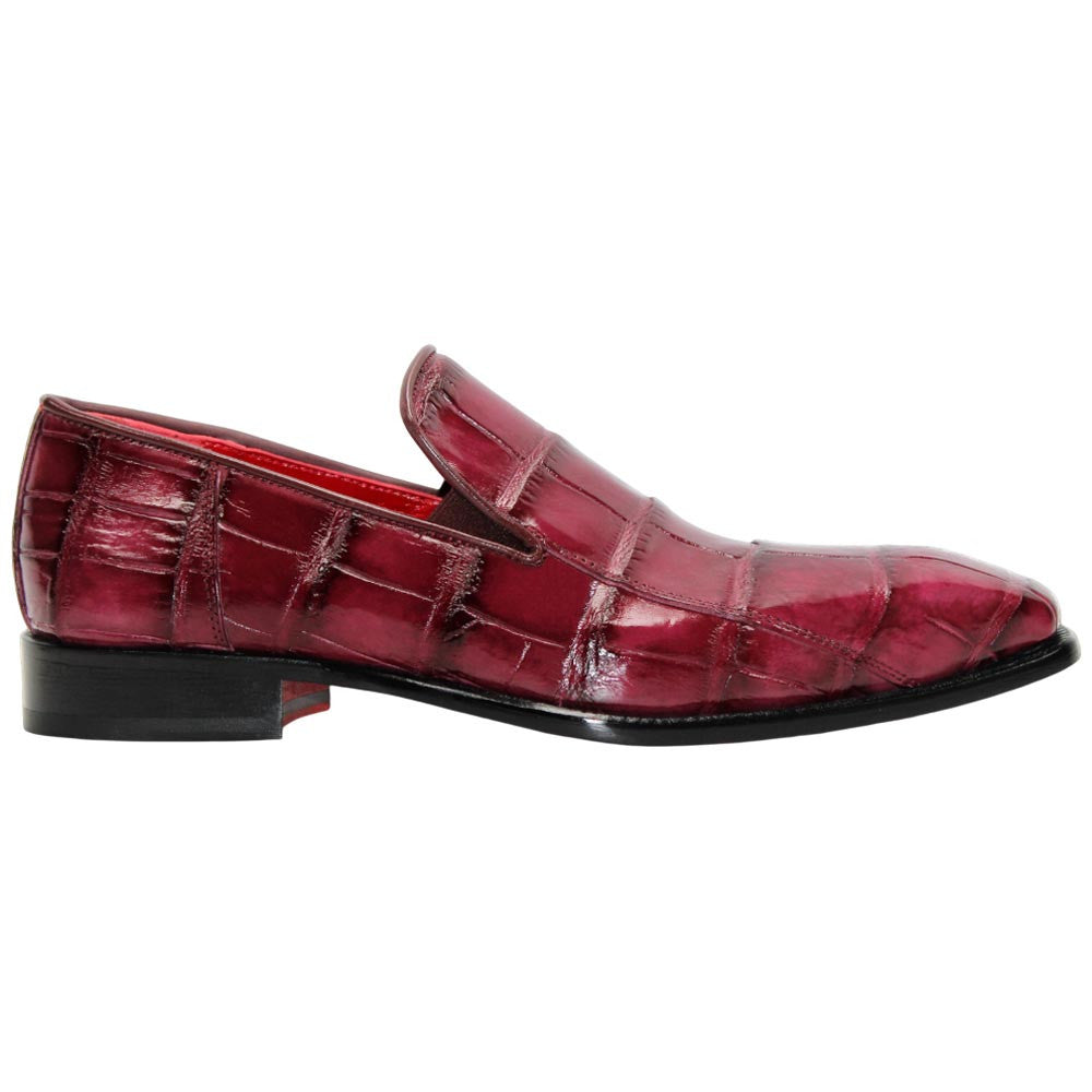 Fennix of Italy Genuine Alligator Skin DUSTIN Burgundy Loafers (USA Men Size)