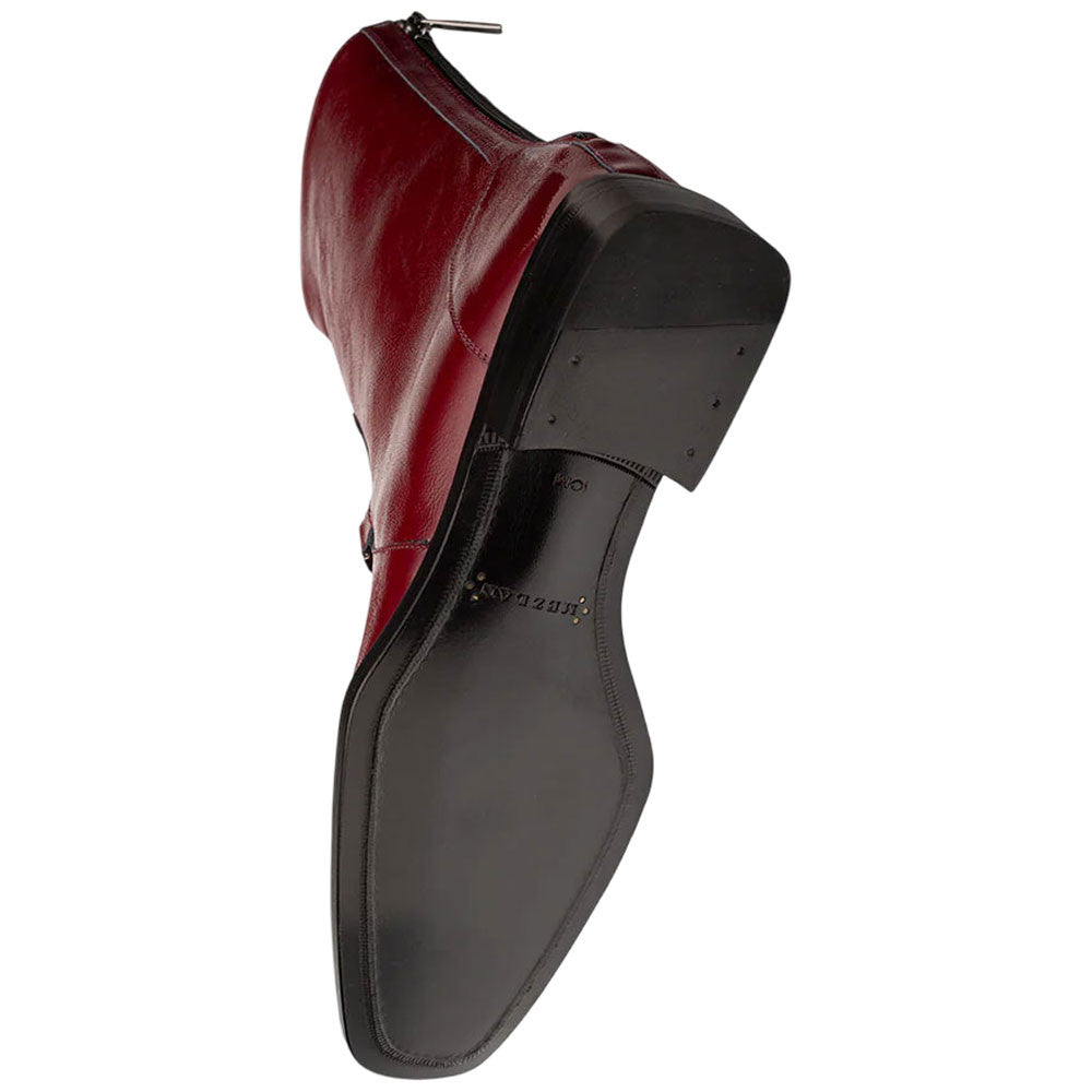Buscemi Hi-Shine Square Toe Ornament Burgundy Boot | Mezlan Dress Boot for Men
