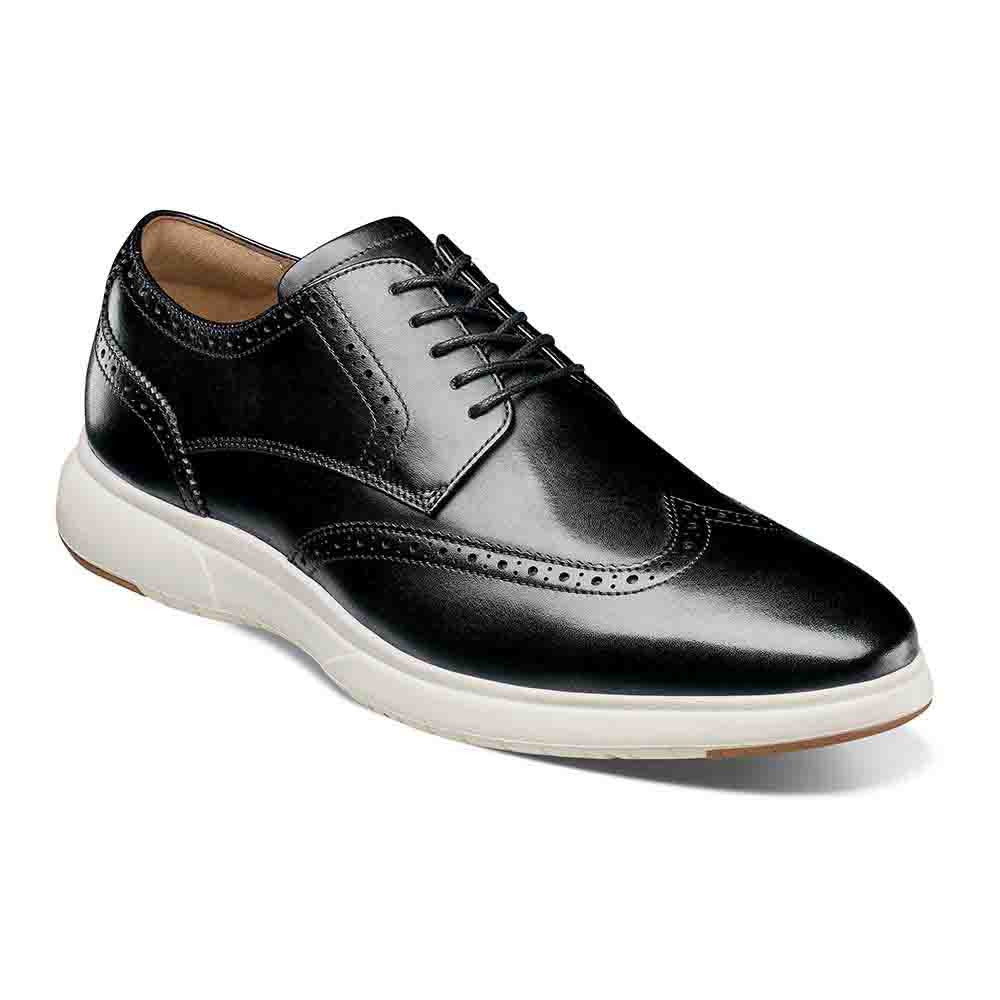 Florsheim Dash Black Smooth Leather Wingtip Derby Casual Shoes (USA Men Size)
