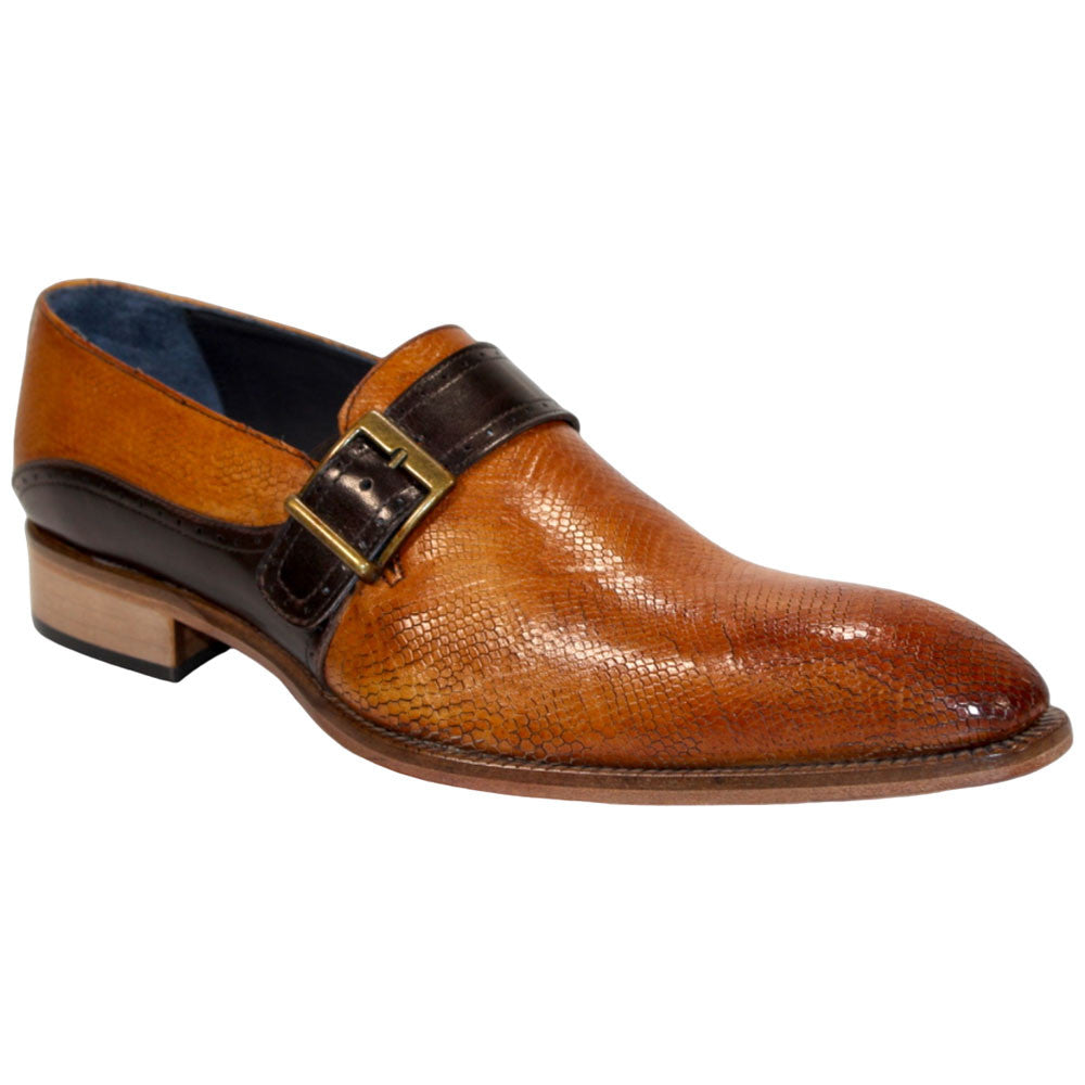 Duca Sezze Men's Cognac/Chocolate Snake Print/Calf-Skin Leather Loafers