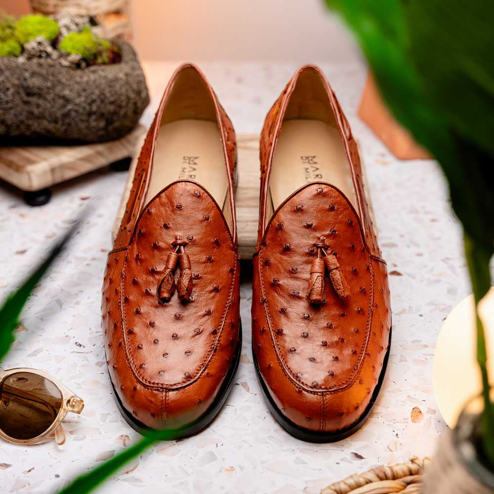 Marco Di Milano Aubiere Cognac Ostrich Loafers