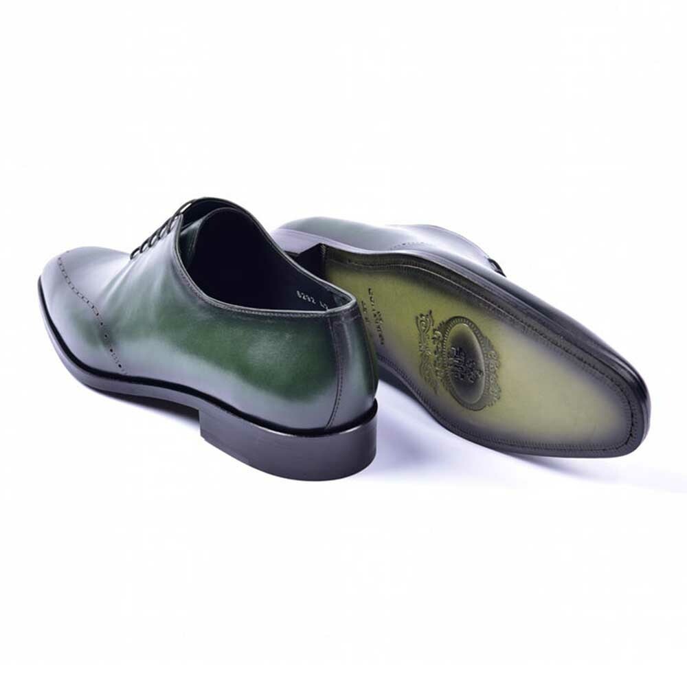 Corrente Plain Toe Perforated Calfskin Green Shoe for men
