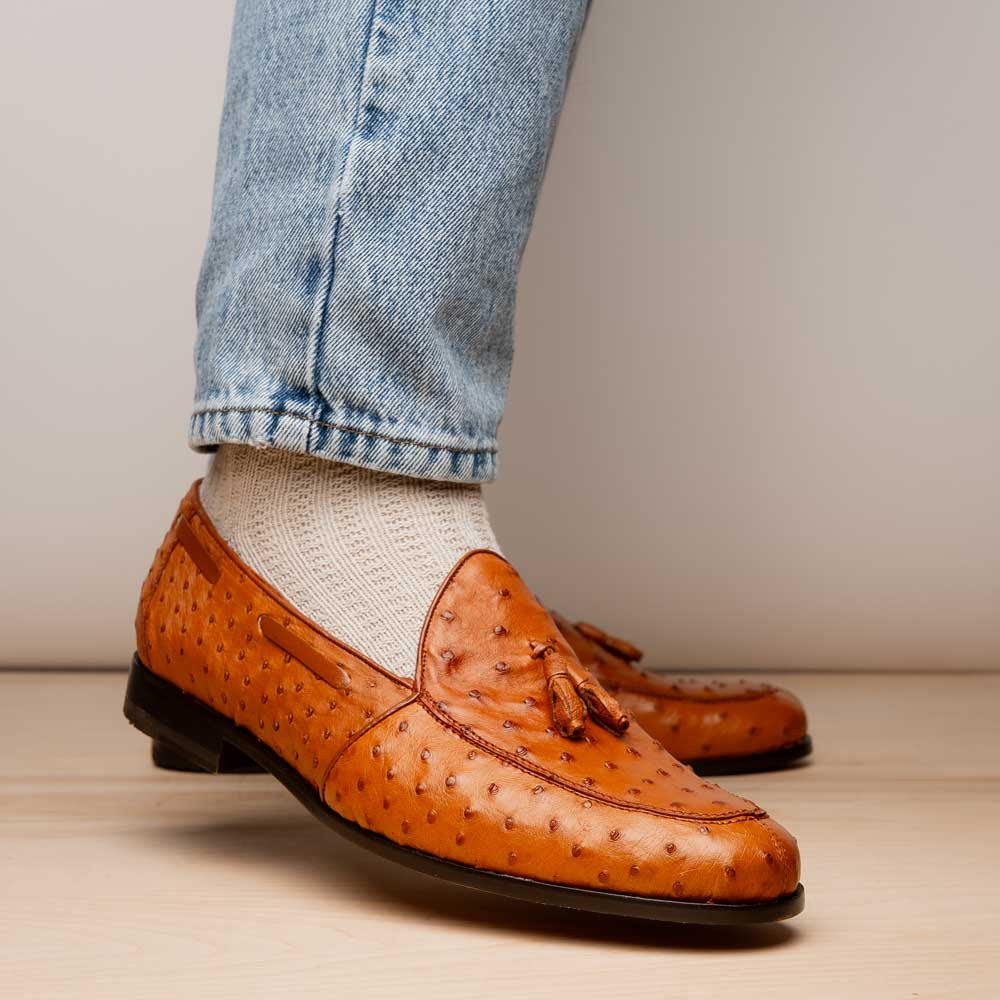 Marco Di Milano Aubiere Cognac Ostrich Loafers