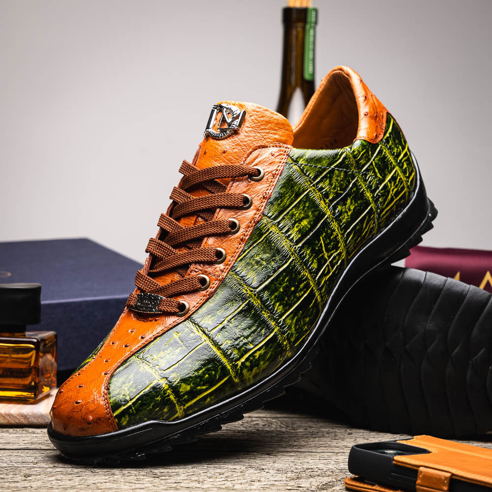 Marco Di Milano Saulo Green Alligator/Ostrich Fashion Sneakers