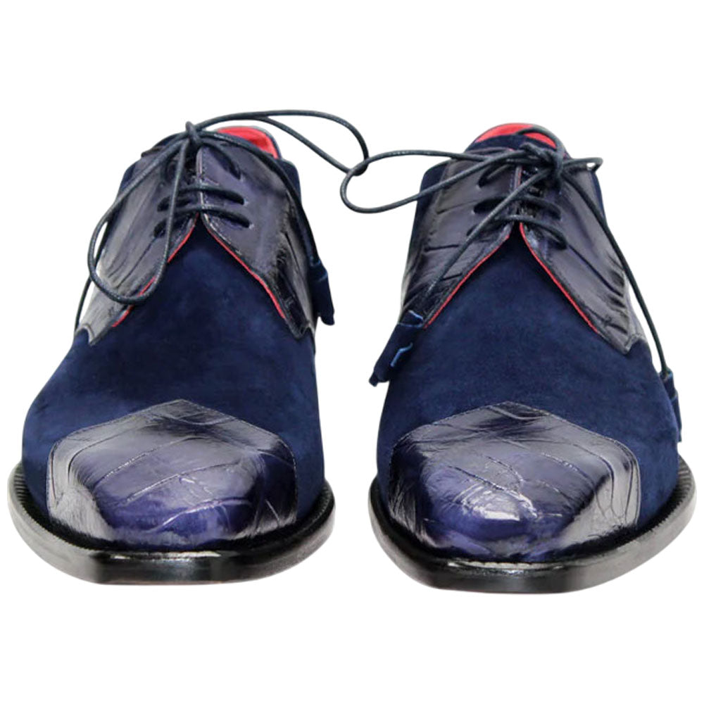 Fennix Landon Men's Navy Alligator & Suede Oxfords Shoes