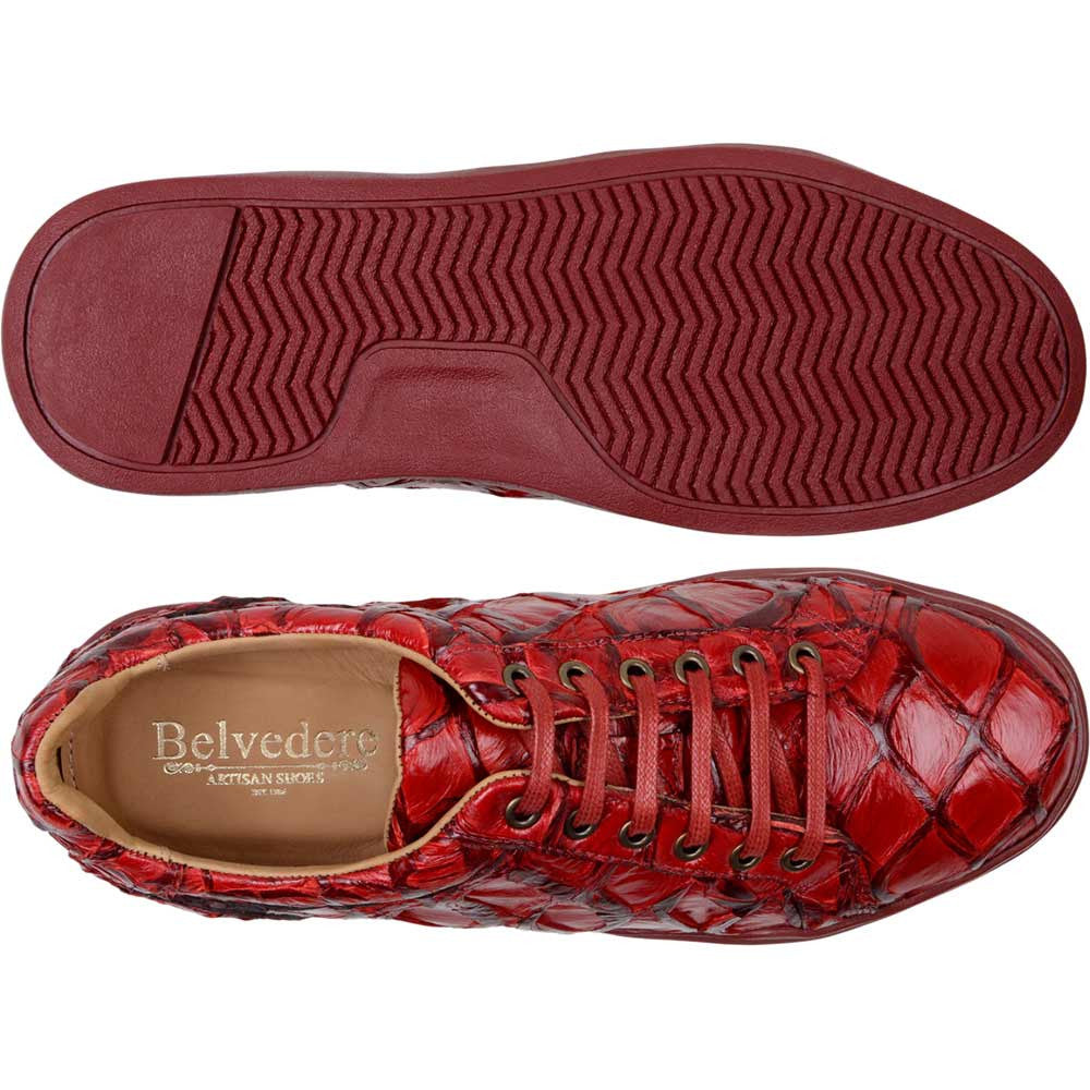 Belvedere Kingstone Red Men’s Genuine Pirarucu Sneakers
