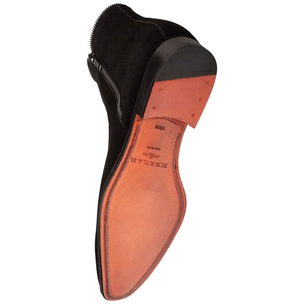 Moretti Black Suede Medallion Toe Zip Boot | Mezlan Dress Boots for Men