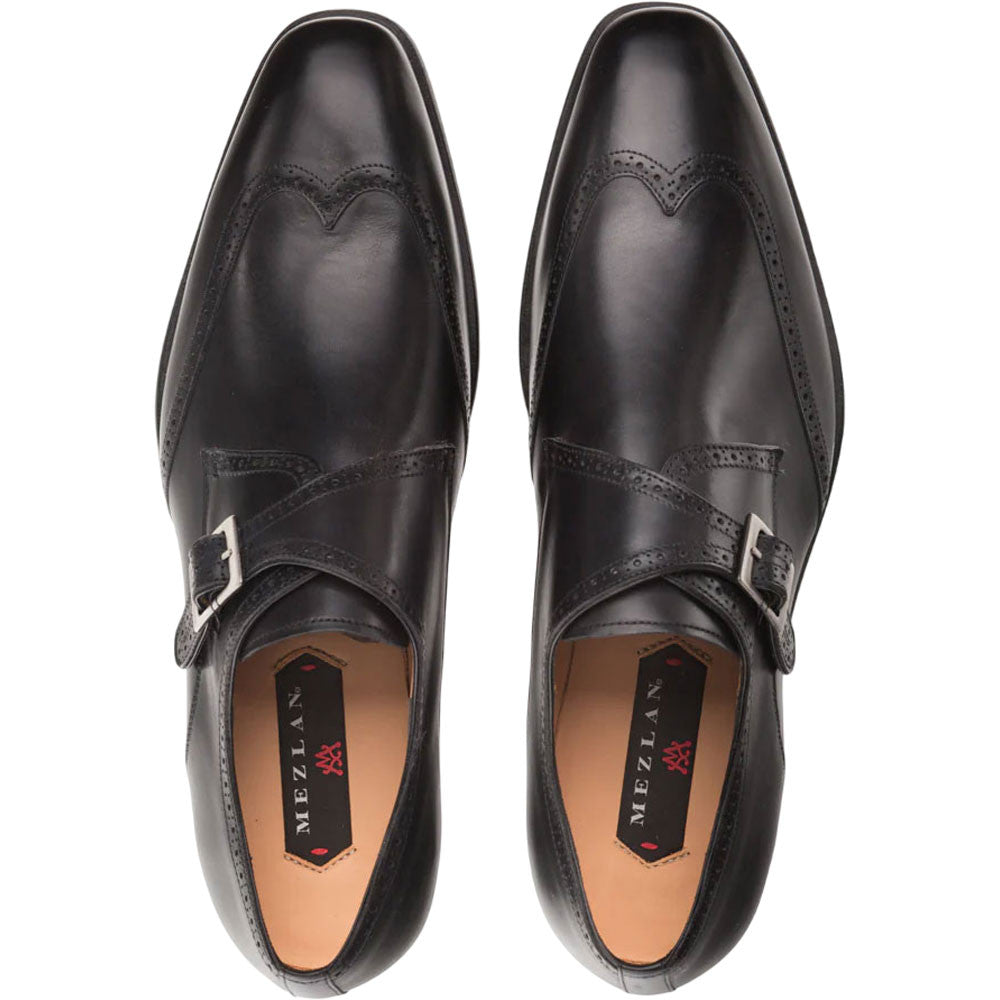 Mezlan Men's Forest Wing Tip Monk Strap in Black