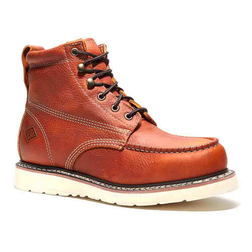 BONANZA Golden Brown Full Grain Saddle Leather Work Boot