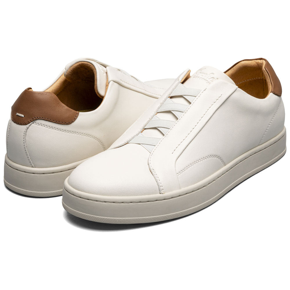 Monopoli Elastic Lace To Toe Sneaker | Florsheim Cream Dress Sneakers for Men