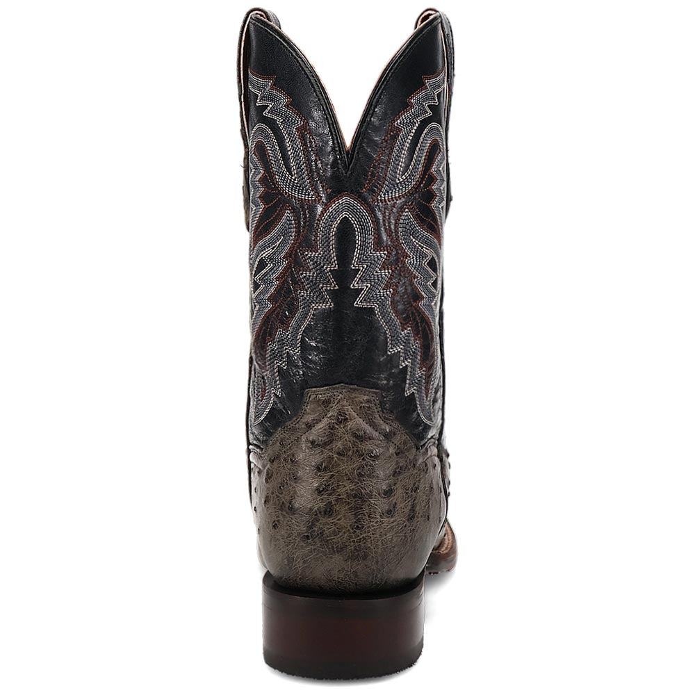 Dan Post Alamosa Grey Ostrich Quill Western Cowboy Leather Boots (USA Men Size)