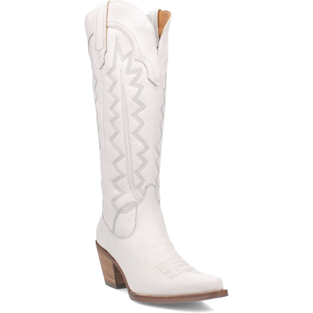 Dingo High Cotton White Leather Western Boots for Women