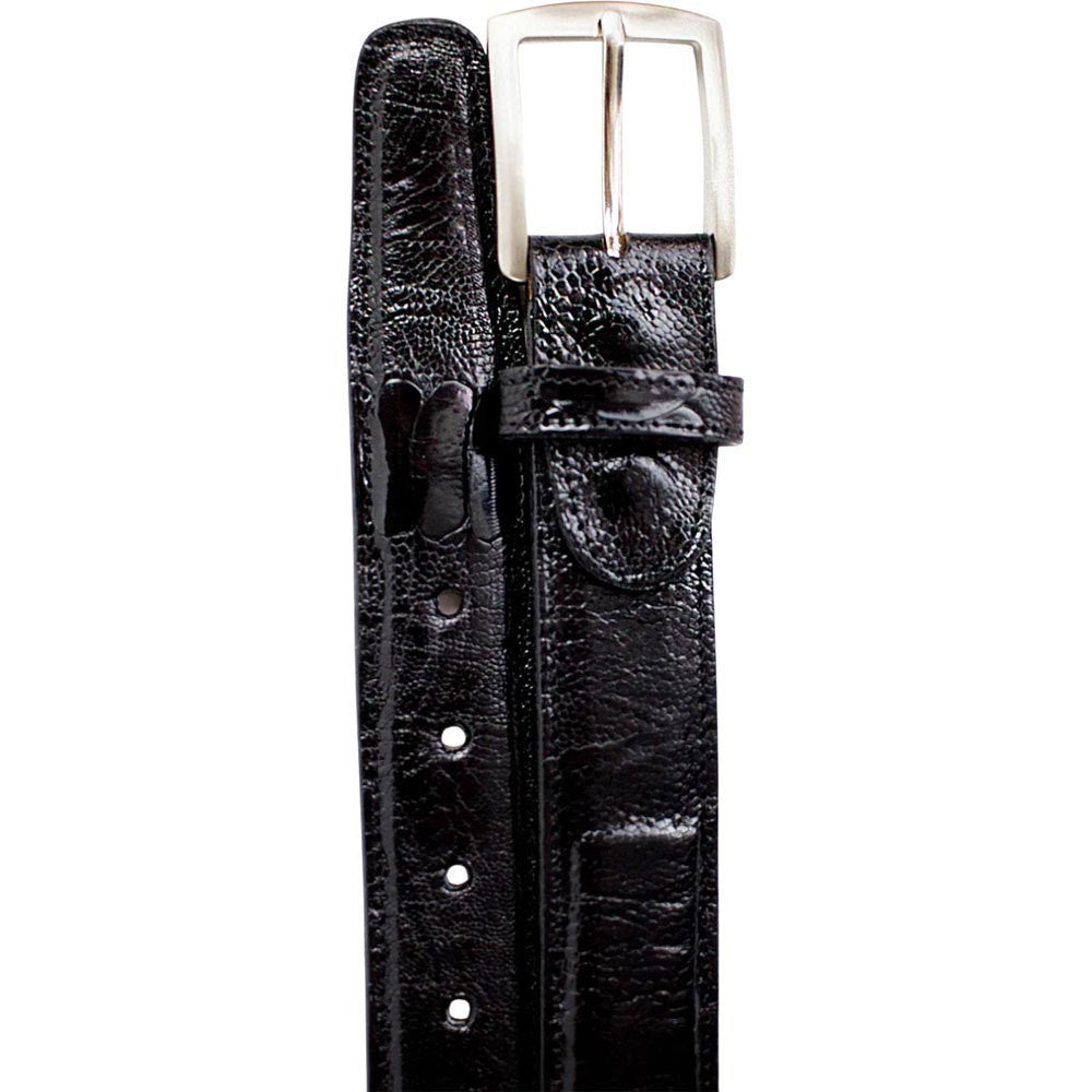 Belvedere Men's Black Ostrich Leg Belt