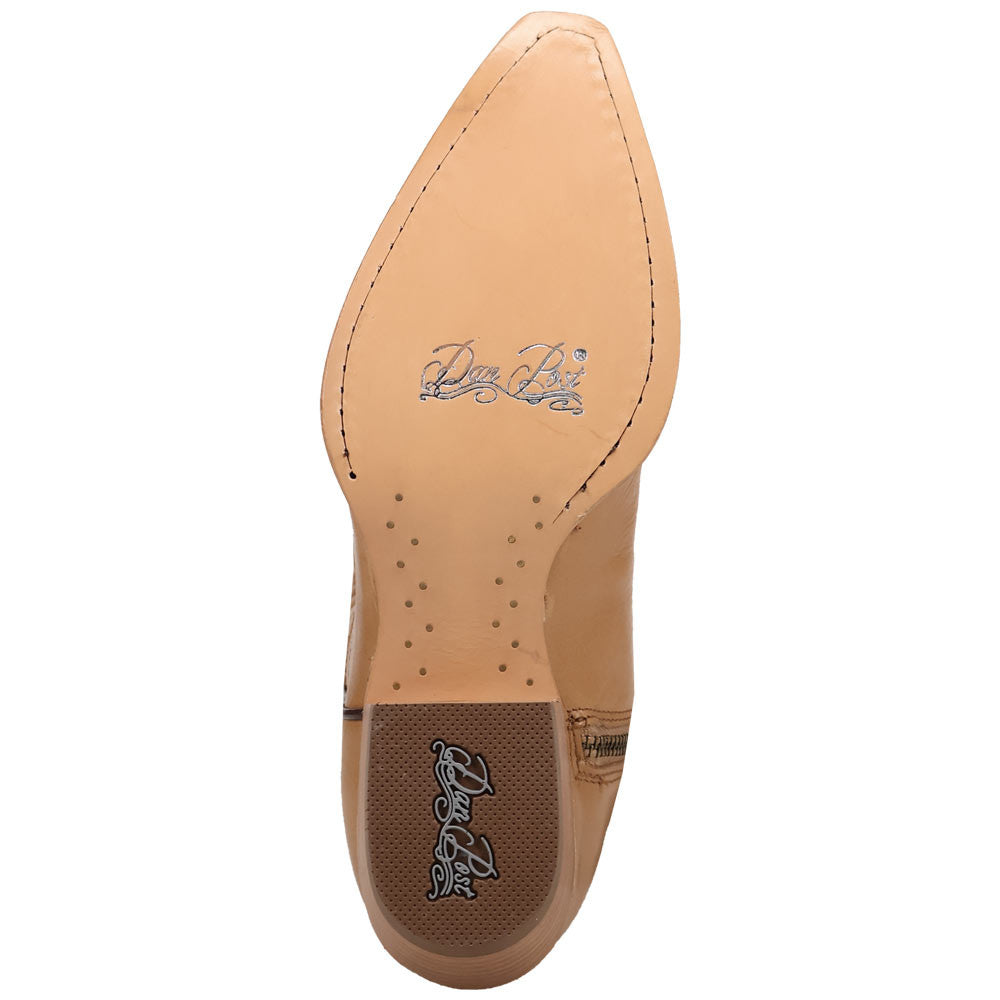 Dan Post Heartland Tan Leather Snip Toe Zipper Western Cowgirl Boots