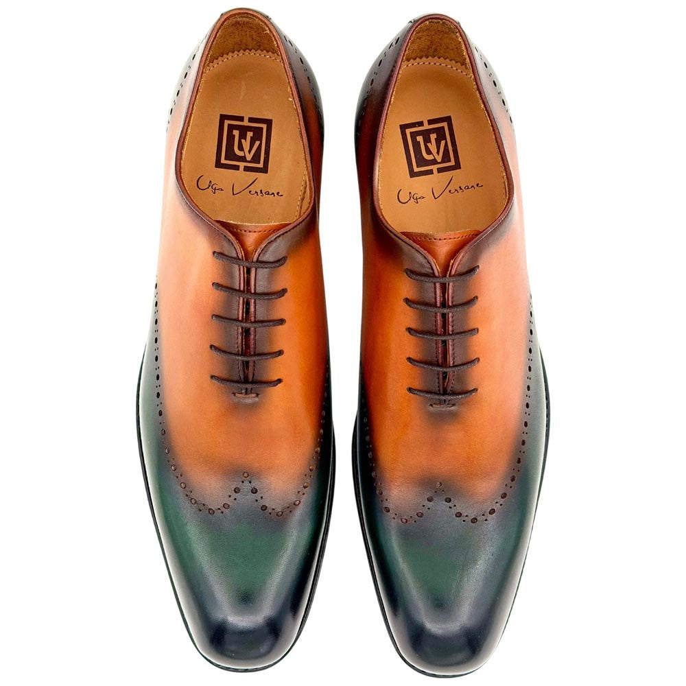 Ugo Vasare Williams Goodyear Welt Wholecut Toe Camel Green Dress Shoes