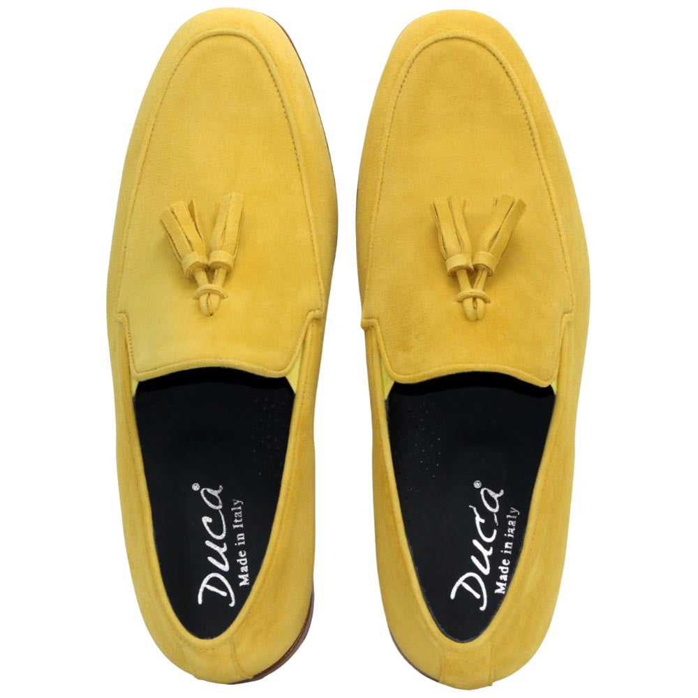 Anzio Yellow Suede Dress Slip On | Duca Dress Loafers for Men