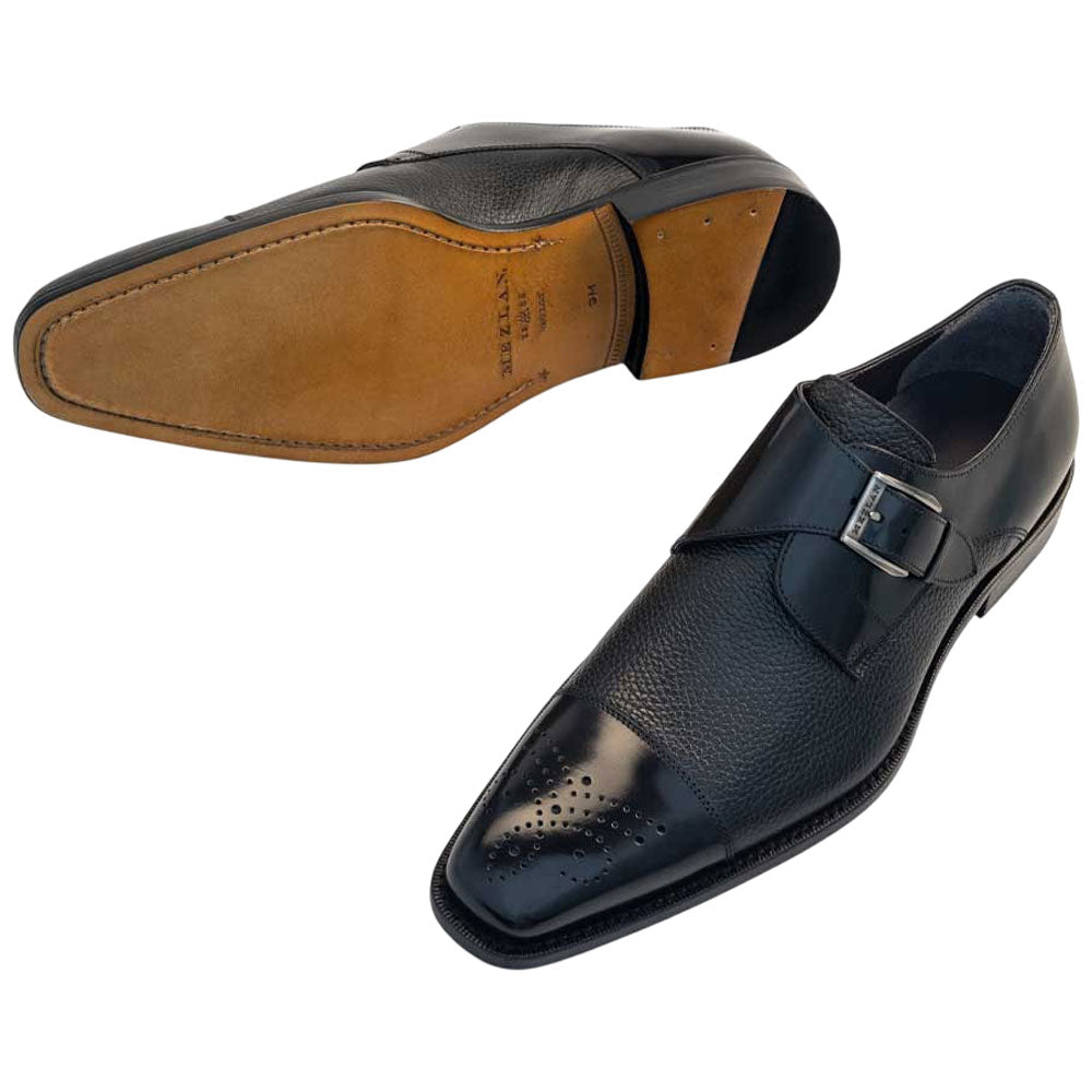 Phoenix Black Genuine Deerskin Monkstraps by Mezlan