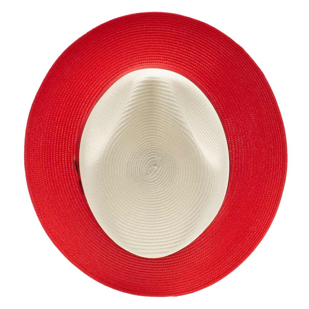Dobbs Toledo Milan Straw Hat in Ivory/Red