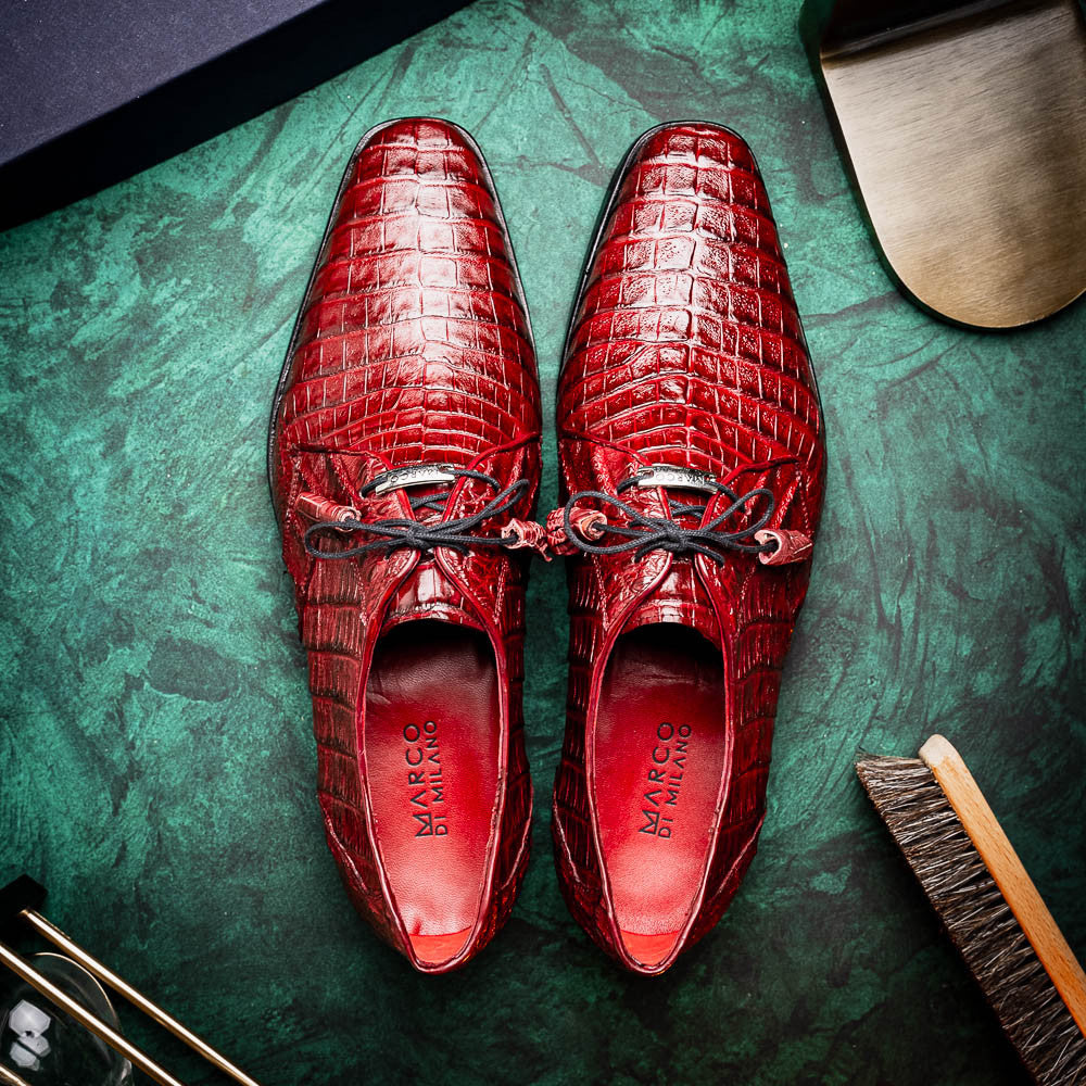 Marco Di Milano Lacio Derby Wine Caiman Shoes