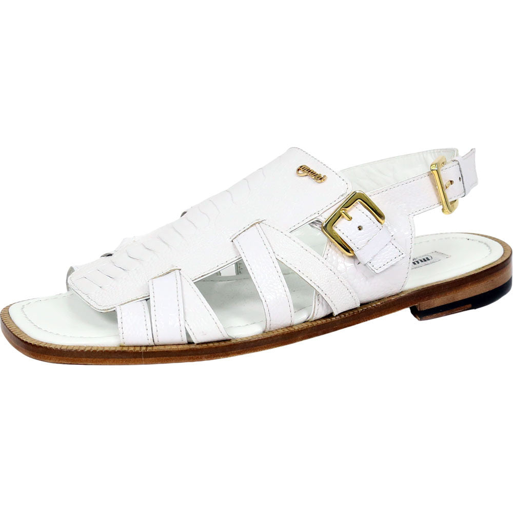 Mauri Antigua Men's White Exotic Ostrich Leg Sandal