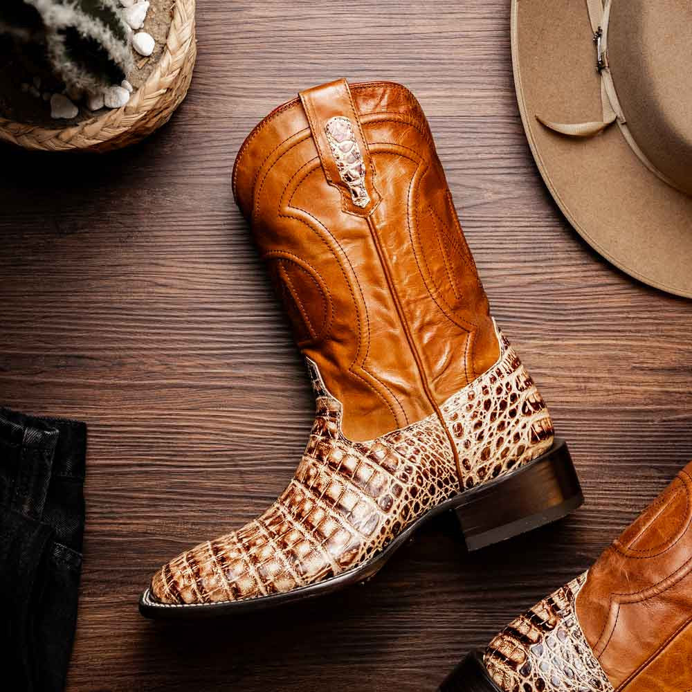 Tucson Genuine Caiman Belly Skin Stone Orix Cowboy Boot | Marco Di Milano Western Boots