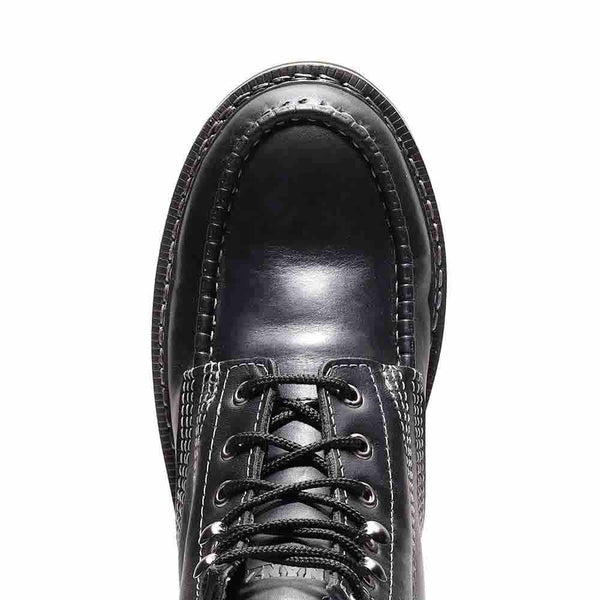 BONANZA Jet Black Full Grain Saddle Leather Work Boot