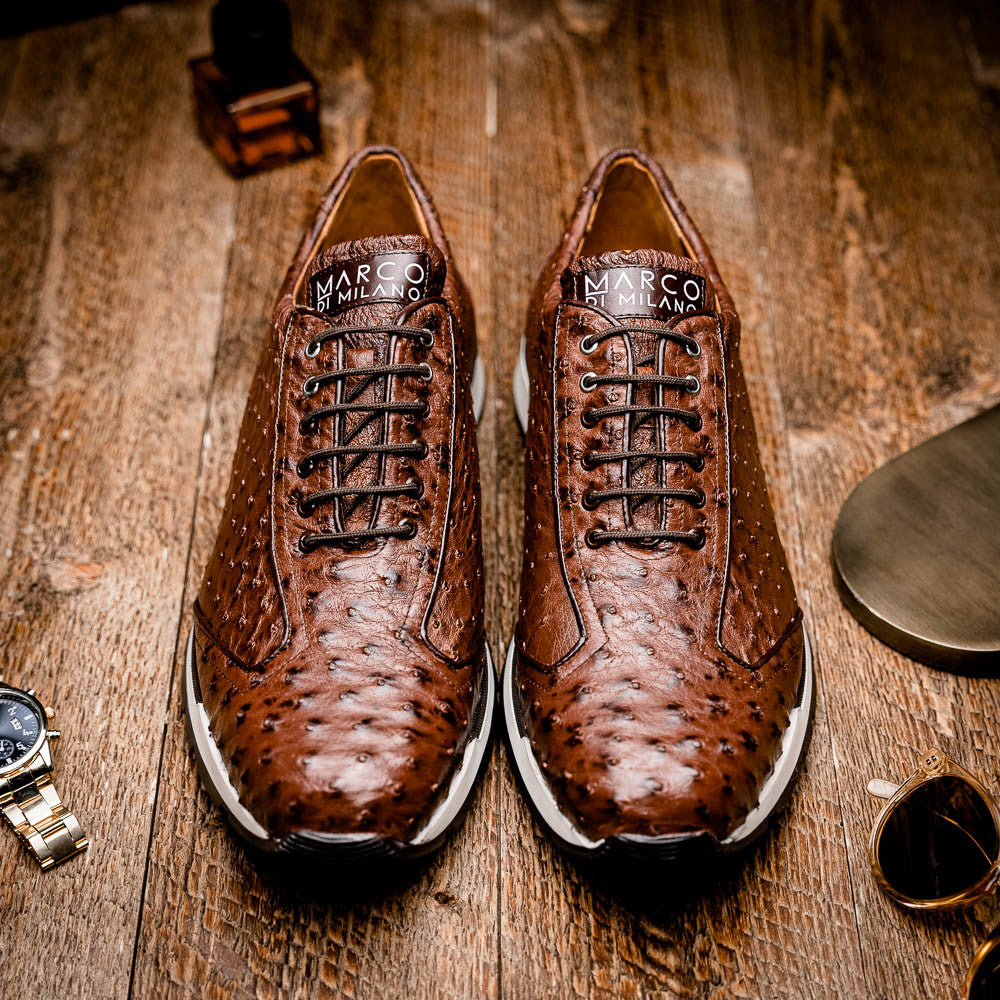 Marco Di Milano SCANNO Ostrich Brown Classic Fashion Sneakers