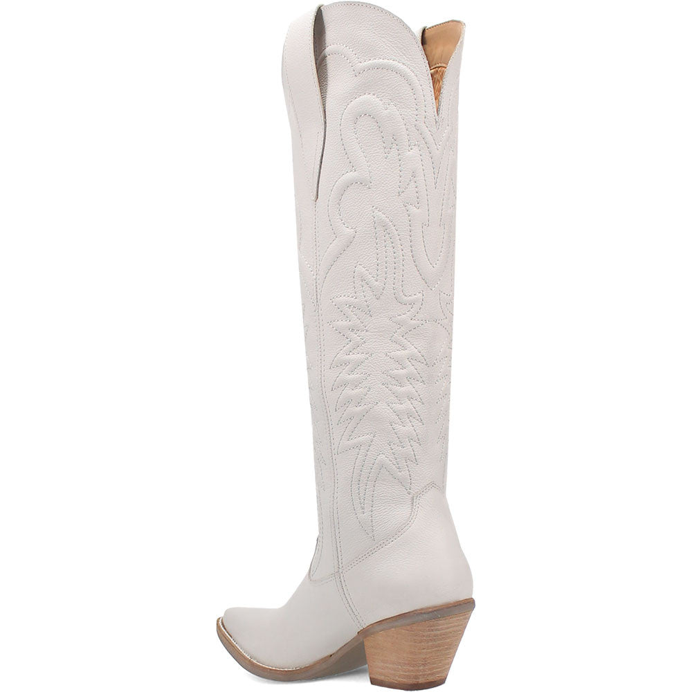 Dingo Raisin Kane White Embossed Zipper and Snip Toe Leather Boots