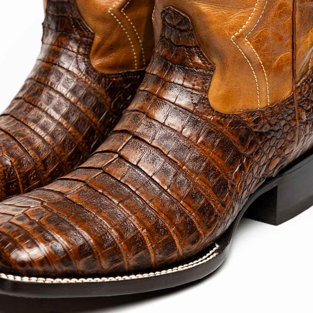 Tucson Genuine Caiman Belly Skin Aged Maple Cowboy Boot | Marco Di Milano Western Boots