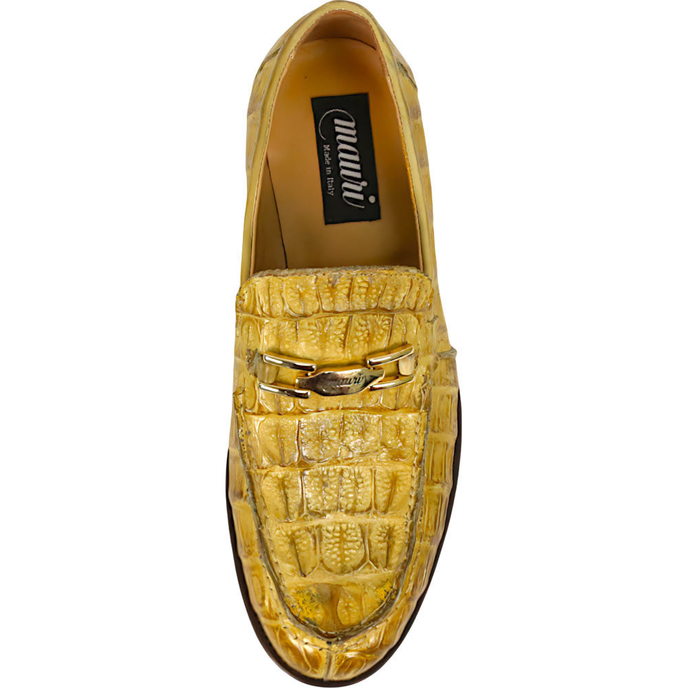 Mauri Chapel Men's Yellow Exotic Hornback / Nappa Leather Horsebit Split-Toe Loafer