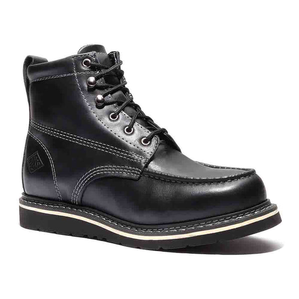 BONANZA Jet Black Full Grain Saddle Leather Work Boot