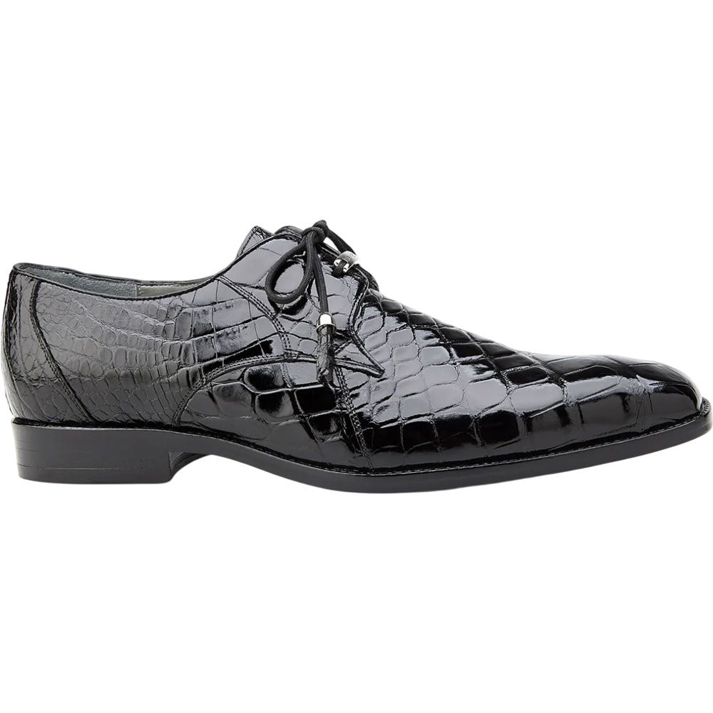 Belvedere Lago Men's Black Genuine American Alligator Skin Lace Up Shoes