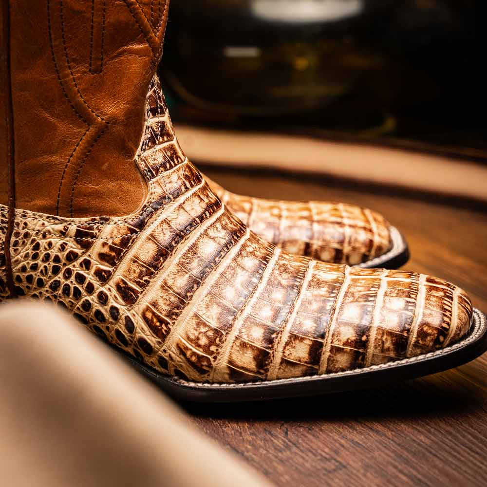 Tucson Genuine Caiman Belly Skin Stone Orix Cowboy Boot | Marco Di Milano Western Boots