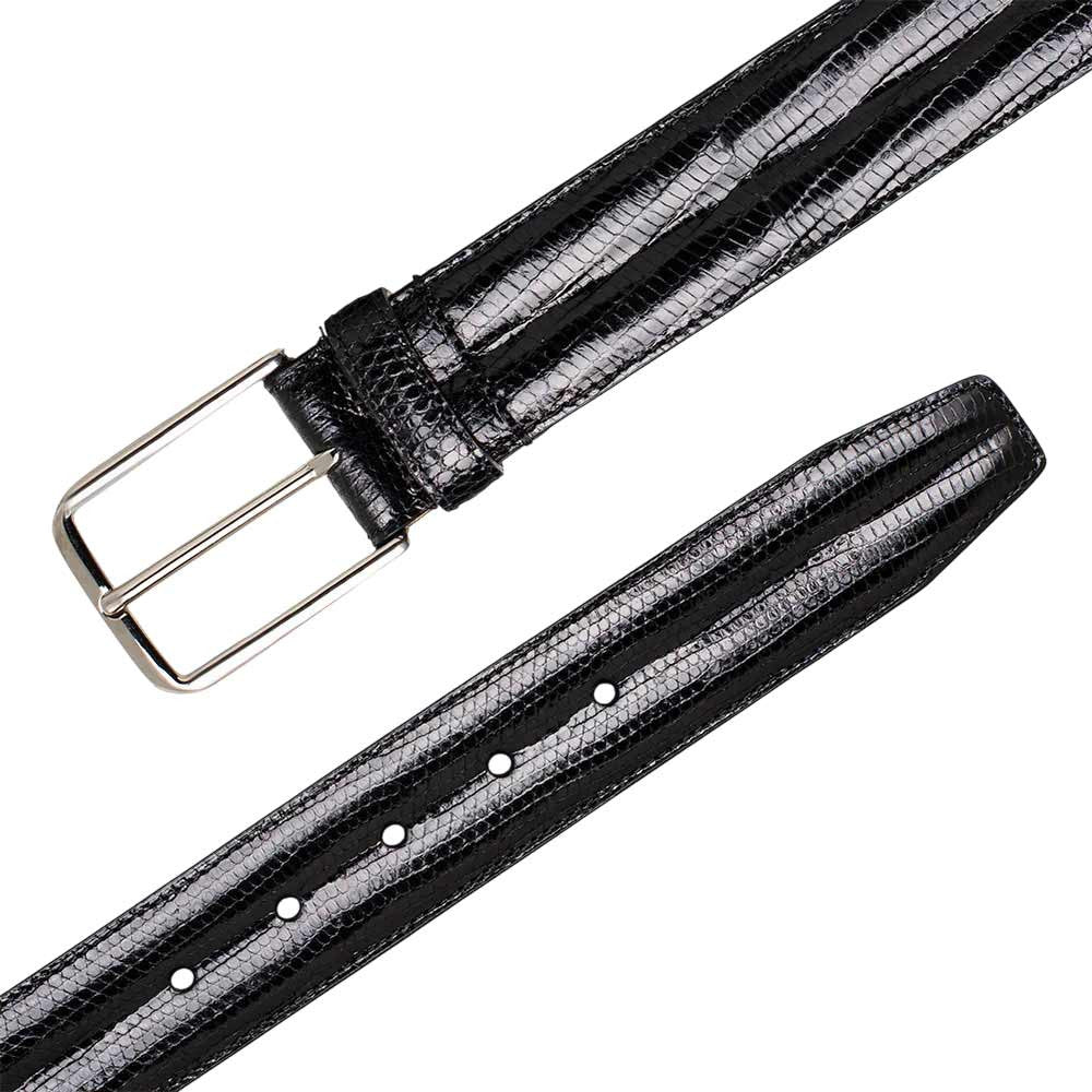 Mezlan Men's Classic Lizard Belt in Black