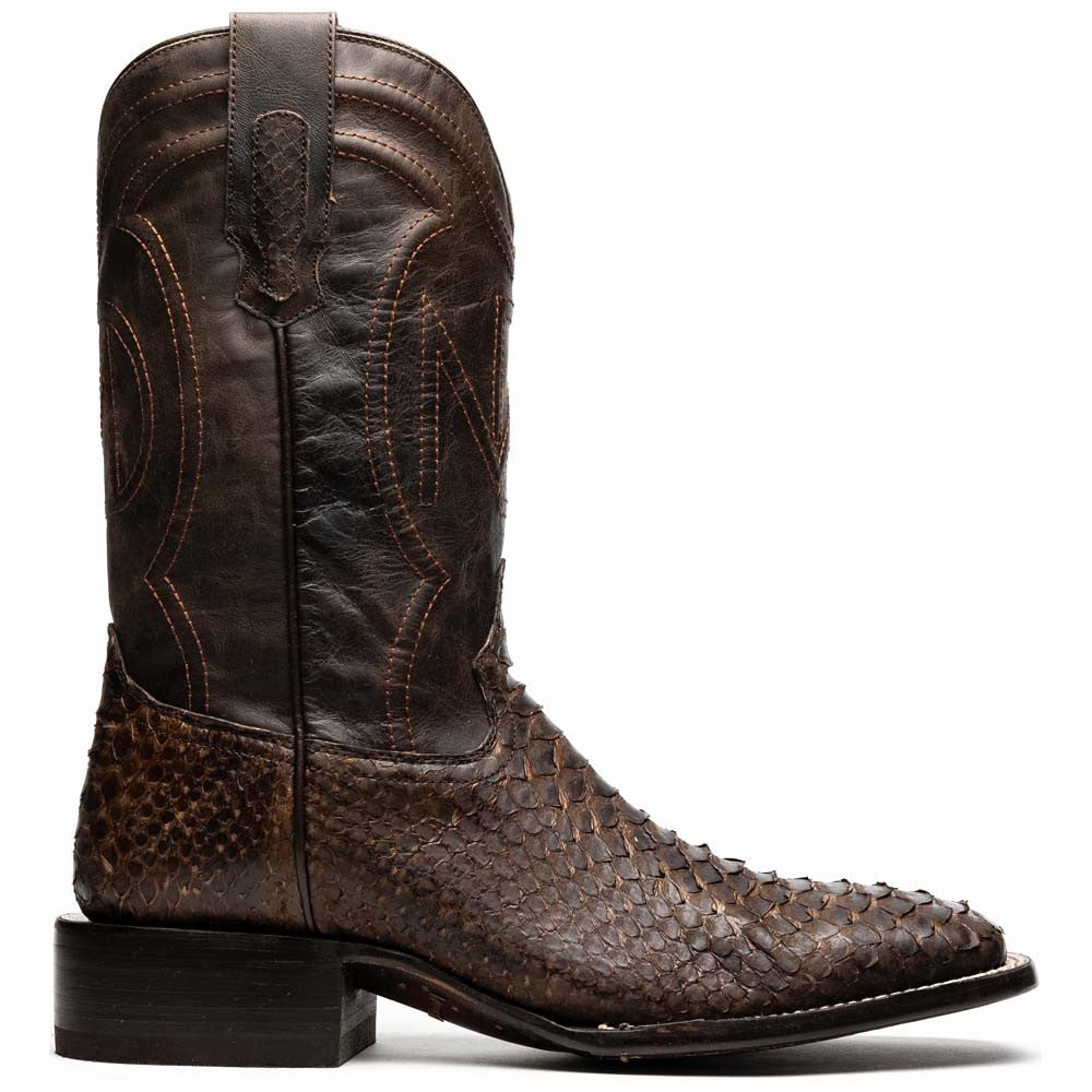 Missouri Genuine Python Skin Brown Cowboy Boot | Marco Di Milano Western Boots